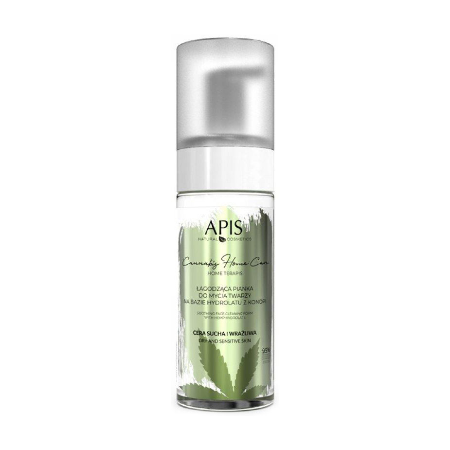 Заспокійлива очищувальна піна для обличчя Apis Natural Cosmetics Cannabis Home Care Soothing Face Cleaning Foam на основі гідролату конопель, 150 мл